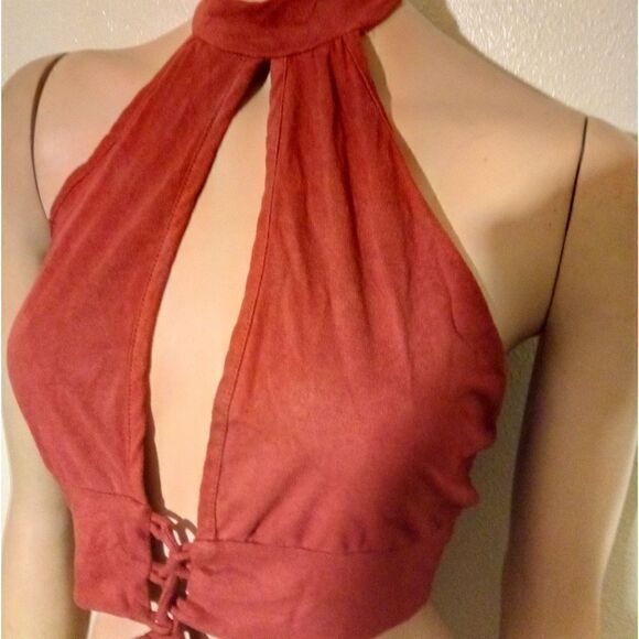 U.S.A size M brown felt half shirt - Picture 3 of 8